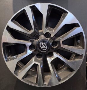 Shiny alloy wheel with Toyota logo