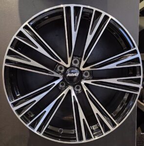 Stylish black and silver car wheel