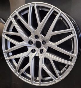 Stylish black and silver car wheel