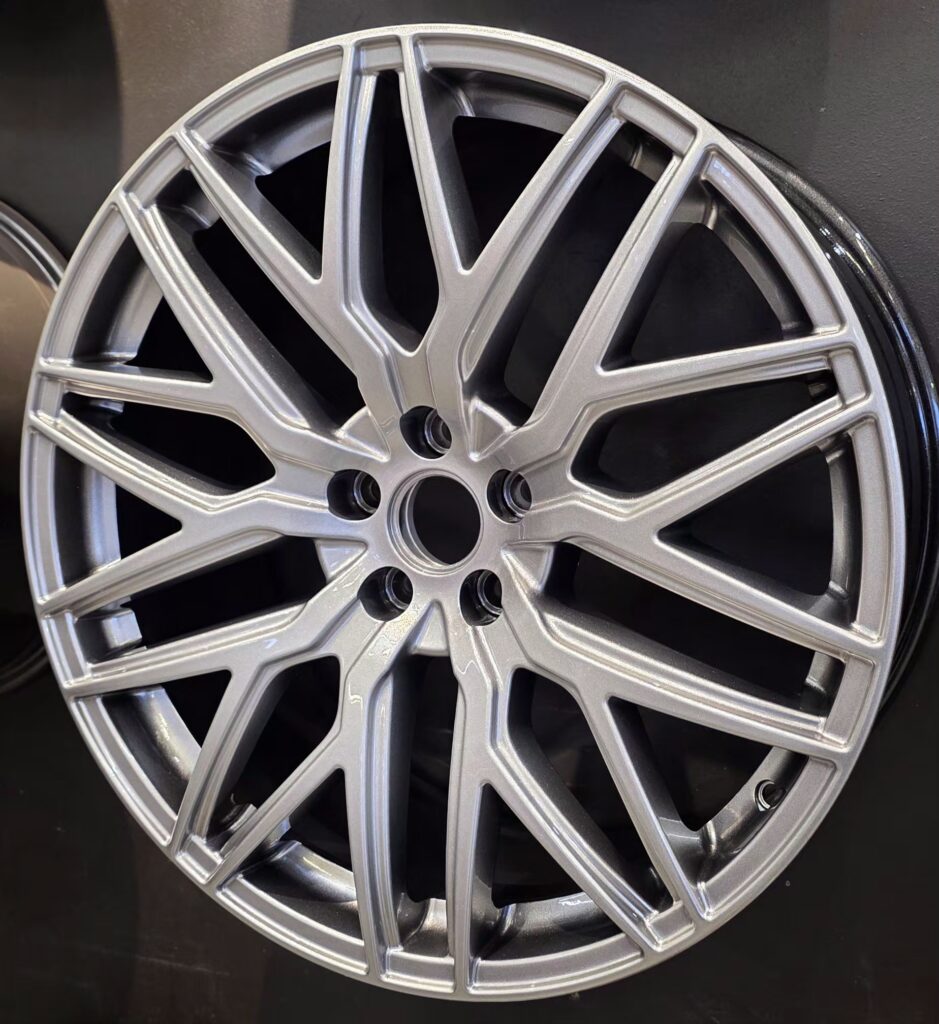 Stylish black and silver car wheel