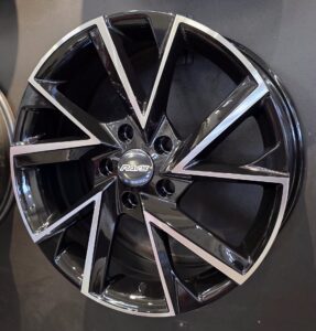 Black alloy wheel with shiny accents